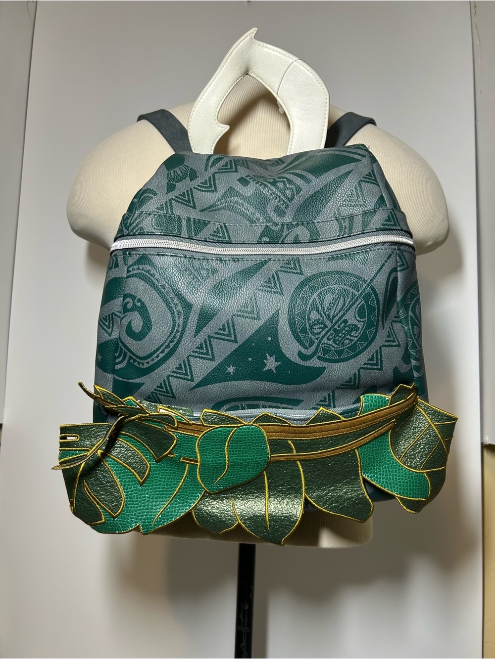 Green Patterned Women's Backpack with Leaf Accent Disney X Danielle Nicole Moana